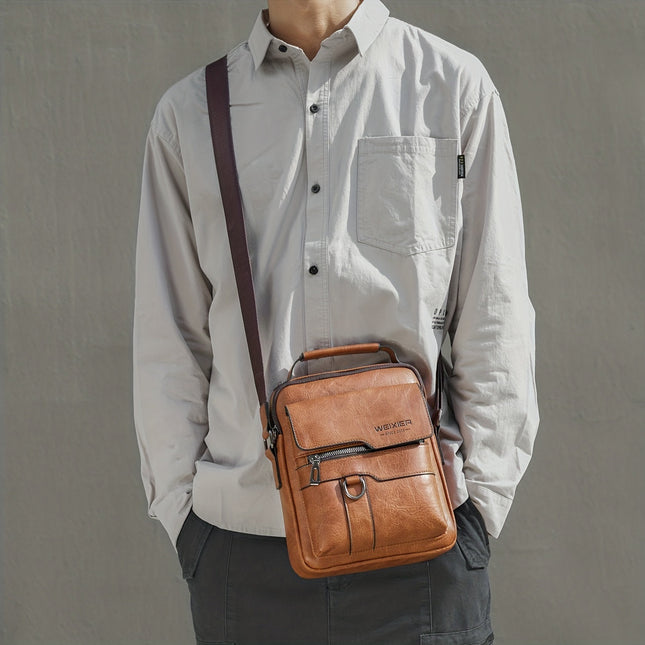 Men’s PU Leather Crossbody Shoulder Bag with Card Holder