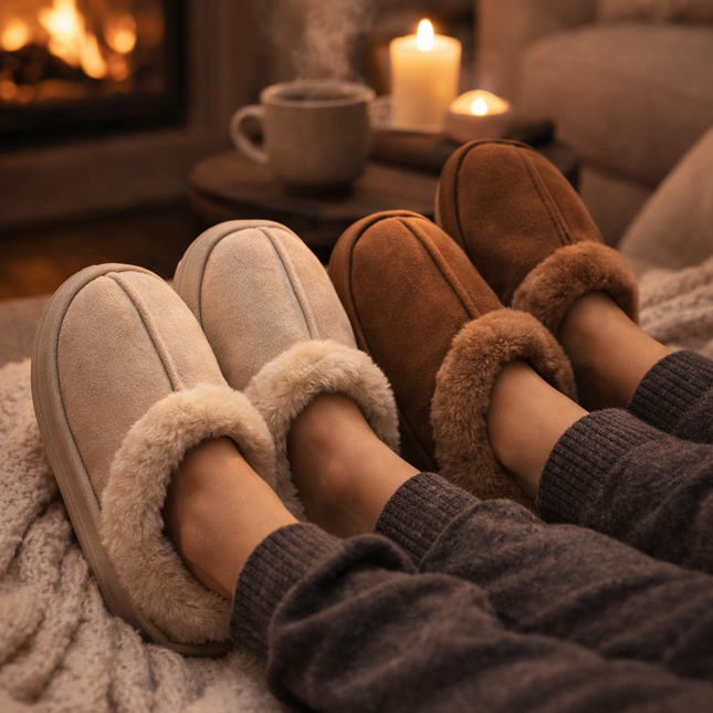 Women’s Fluffy Winter Slippers – Indoor EVA Thick Sole, Anti-Slip & Warm