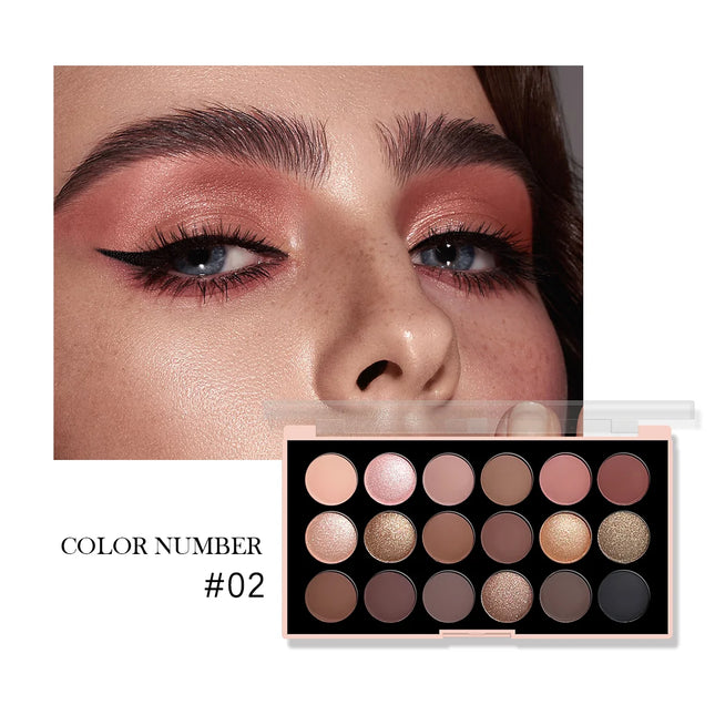 18-Color Eyeshadow Palette – Matte, Shimmer & Glitter, Long-Lasting
