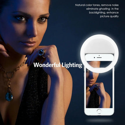 Portable USB LED Selfie Ring Light – Phone Lens Lamp for Live Streaming & Video