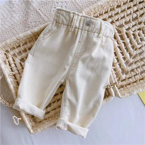 Baby High-Waist Jeans – Warm Autumn & Winter Pants for Girls & Boys