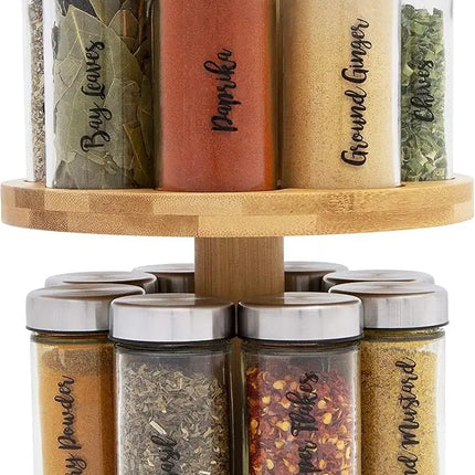 16-Jar Acacia Wood Spice Rack