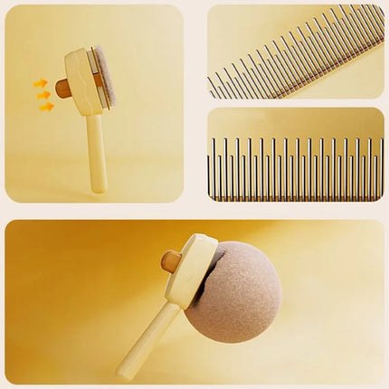 Self-Cleaning Dog & Cat Grooming Brush – One-Button Hair Remover Comb