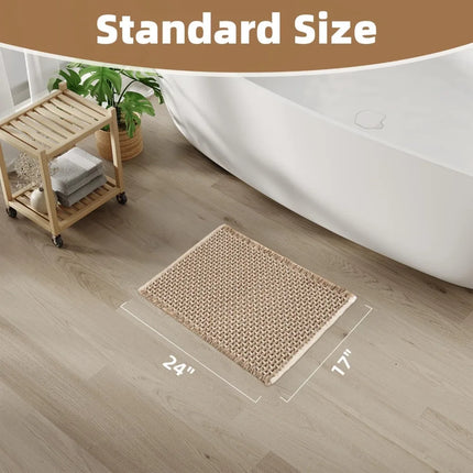 Checkered Non-Slip Bath Mat with Tassels