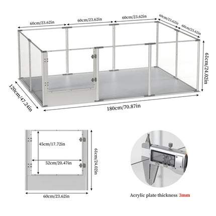 180cm Clear Acrylic Whelping & Dog Playpen – Sturdy Indoor Exercise Fence with Waterproof Pad