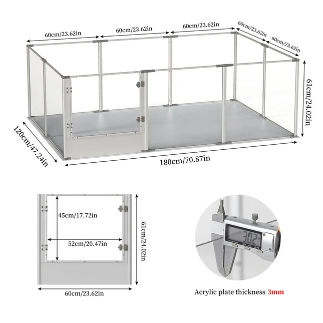 180cm Clear Acrylic Whelping & Dog Playpen – Sturdy Indoor Exercise Fence with Waterproof Pad