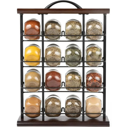 16-Jar Acacia Wood Spice Rack
