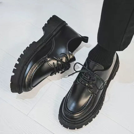 Men’s Black Brogue Leather Casual Shoes – Height Increasing Office & Formal PU Shoes