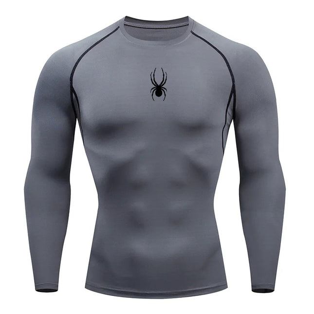 Men’s Spider Compression Long Sleeve Dry-Fit Sports Shirt – Quick-Dry Fitness & Running Top