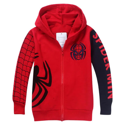 Kids Cartoon Spiderman Hoodie – Zipper Pullover Sweatshirt Boys & Girls Fall 2025