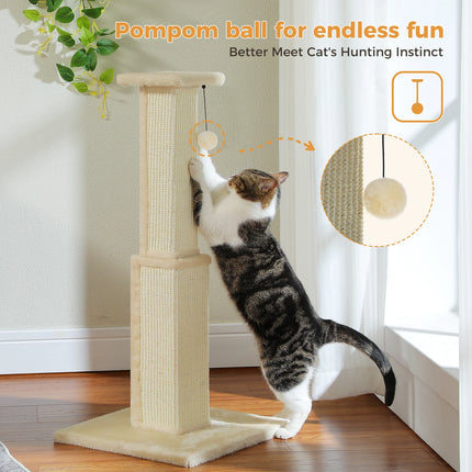 80CM Cat Scratching Post with Sisal Ball & Plush Perch