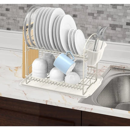 2-Tier Dish Rack with Drainboard