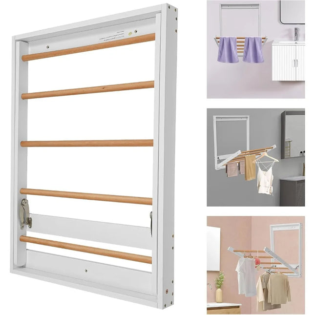 Foldable Solid Wood Clothes Drying Rack for Indoor Use