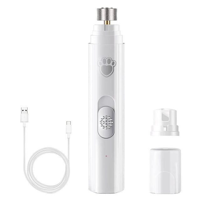 Electric Dog & Cat Nail Grinder – USB Rechargeable Pet Nail Trimmer with LED Light, 2 Speeds & Diamond Polisher