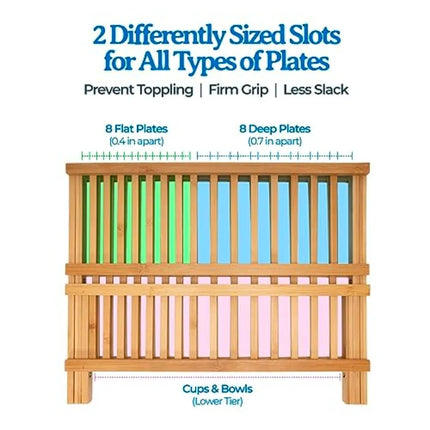 Compact 2-Tier Bamboo Dish Drying Rack for Countertop