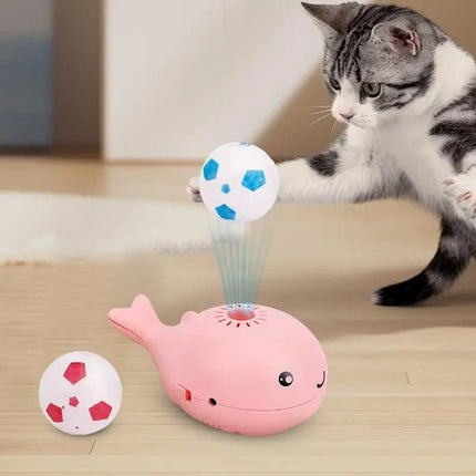 Electric Floating Whale Cat Toy with Balls – Interactive Soccer Ball Cat Toy for Indoor Cats, Fun Motion & Energy Release
