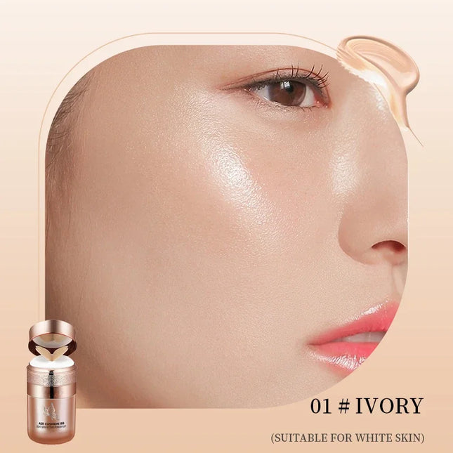 Air Cushion BB Cream with Butterfly Powder Puff – Moisturizing, Whitening, Oil-Control, Waterproof Foundation & Concealer