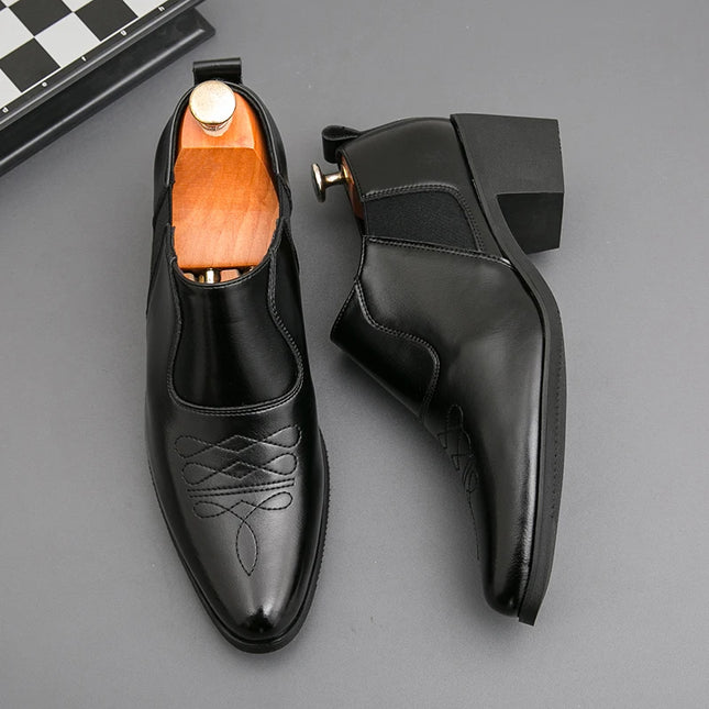 Men’s Brogue Platform Leather Shoes – Formal Business & Wedding