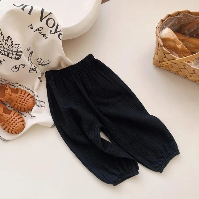 Kids’ Mosquito-Resistant Summer Pants – Loose Cotton Trousers for Toddlers
