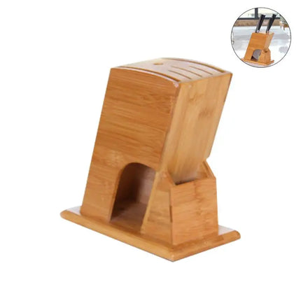 Bamboo Kitchen Knife Holder with Storage Slots