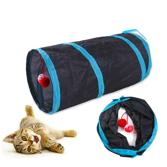Foldable S-Type Cat Tunnel Toy – Breathable Crinkle Play Tube for Indoor Cats