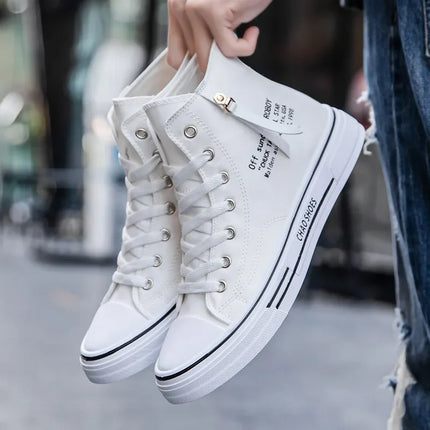 Men’s High-Top Canvas Sneakers – Casual Breathable Sport Shoes, Platform Trainers for Everyday Wear