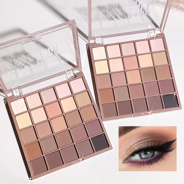 25-Color Matte & Nude Eyeshadow Palette – Waterproof, Long-Lasting & High Pigment