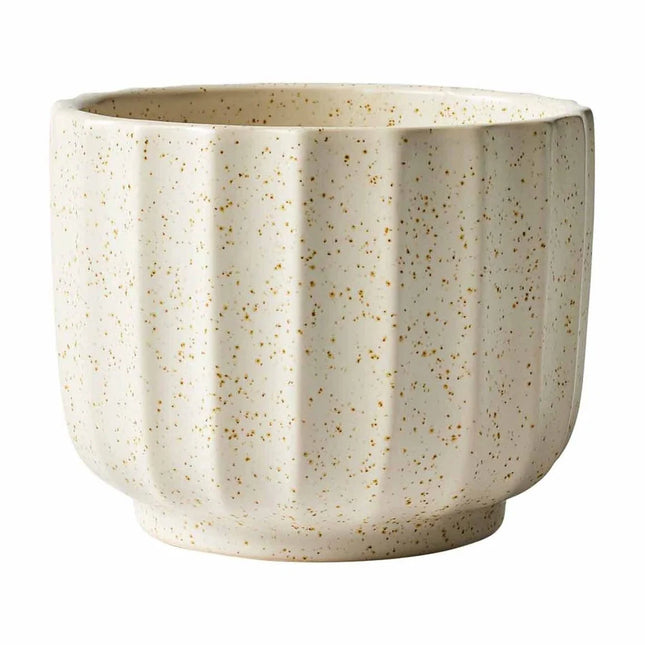 Ribbed Ceramic Vase – Cream White (4.5”)