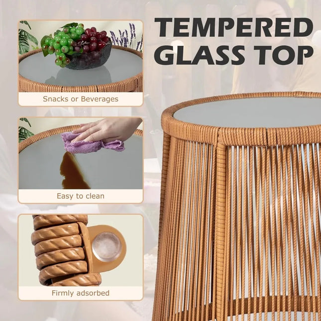 3-Piece Outdoor Wicker Bistro Set with Rattan Chairs