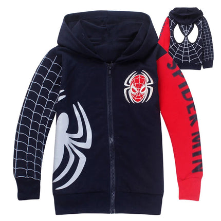 Kids Cartoon Spiderman Hoodie – Zipper Pullover Sweatshirt Boys & Girls Fall 2025