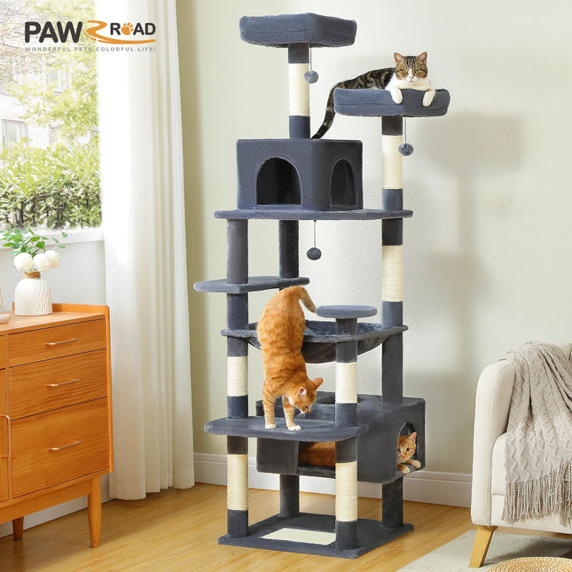 Large Cat Tree & Tower for Indoor Cats – Sisal Scratching Posts, Hammocks, Padded Perches & Condos