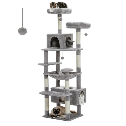 Large Cat Tree & Tower for Indoor Cats – Sisal Scratching Posts, Hammocks, Padded Perches & Condos