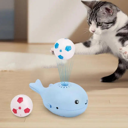 Electric Floating Whale Cat Toy with Balls – Interactive Soccer Ball Cat Toy for Indoor Cats, Fun Motion & Energy Release
