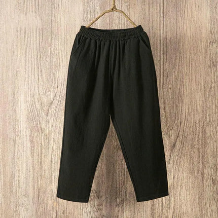 Women’s Summer Cotton Linen Harem Pants – Loose Casual Ninth Trousers