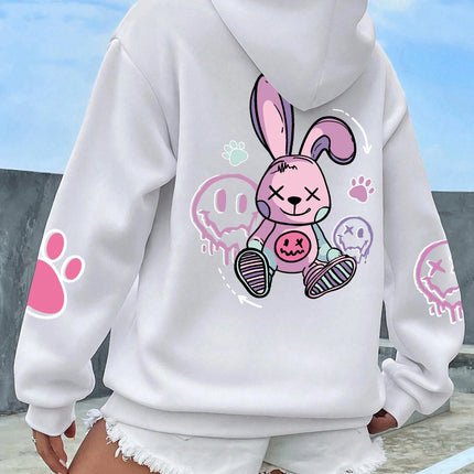 Hip Hop Street Oversize Printed Hoodie for Women – Casual Warm Fleece Sweatshirt