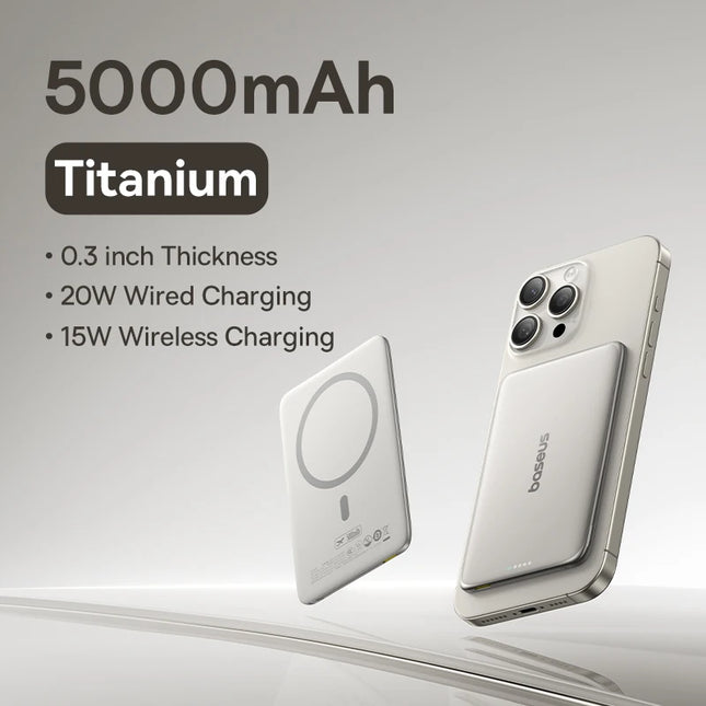 5000mAh Magnetic Portable Power Bank – 15W Wireless & 20W Wired Fast Charging