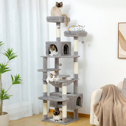 Large Cat Tree & Tower for Indoor Cats – Sisal Scratching Posts, Hammocks, Padded Perches & Condos
