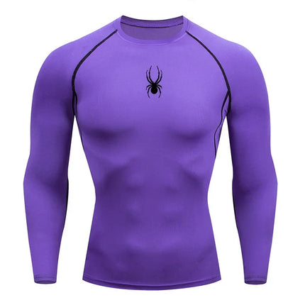 Men’s Spider Compression Long Sleeve Dry-Fit Sports Shirt – Quick-Dry Fitness & Running Top