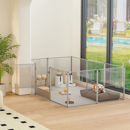 180cm Clear Acrylic Whelping & Dog Playpen – Sturdy Indoor Exercise Fence with Waterproof Pad