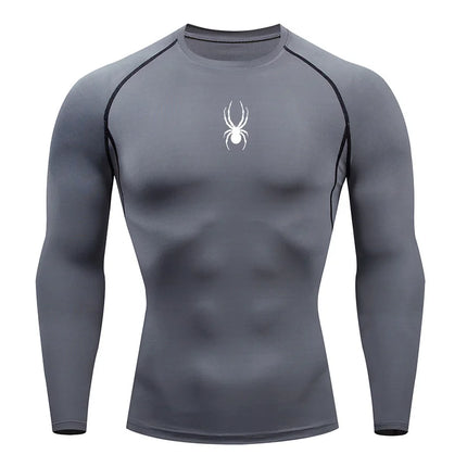 Men’s Spider Compression Long Sleeve Dry-Fit Sports Shirt – Quick-Dry Fitness & Running Top