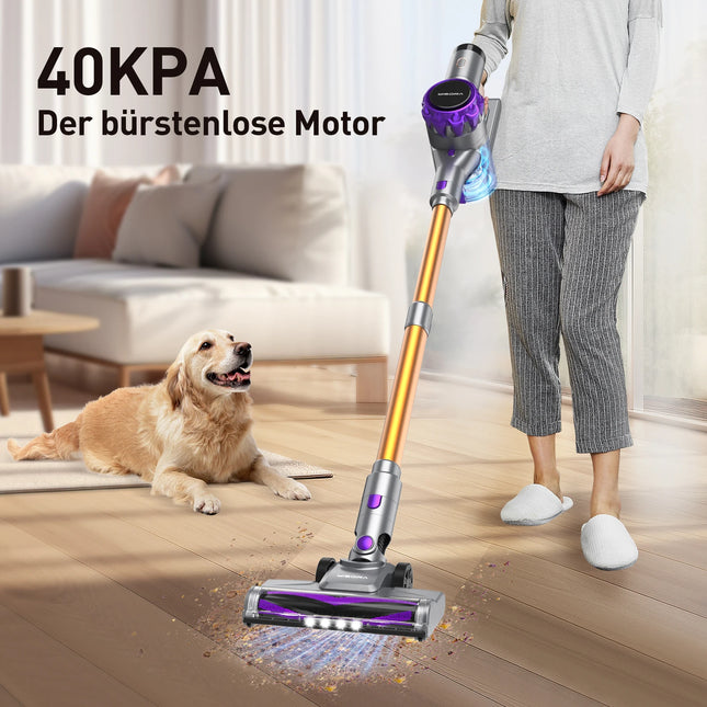 Cordless Vacuum Cleaner – 40KPa Powerful Suction, 55-Minute Runtime, Touchscreen Display, Pet & Carpet Friendly