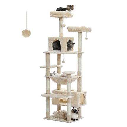 Large Cat Tree & Tower for Indoor Cats – Sisal Scratching Posts, Hammocks, Padded Perches & Condos