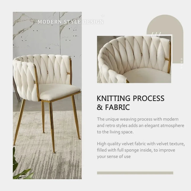 Set of 6 Velvet Dining Chairs with Golden Legs