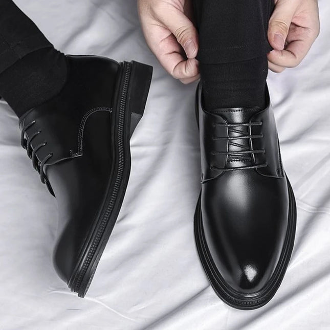 Men’s Black Leather Lace-Up Dress Shoes