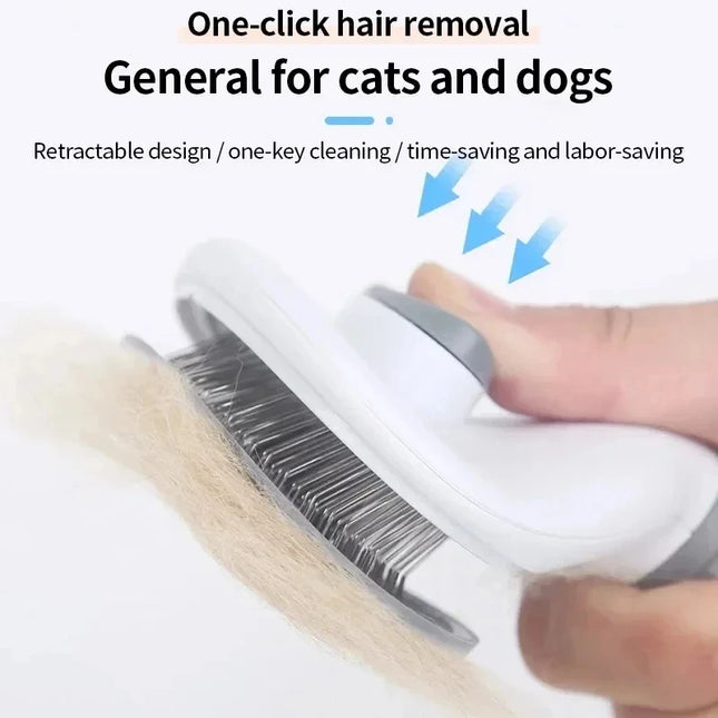 Self-Cleaning Pet Hair Remover Brush – Professional Grooming & Dematting Tool for Dogs and Cats