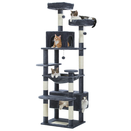 Large Cat Tree & Tower for Indoor Cats – Sisal Scratching Posts, Hammocks, Padded Perches & Condos