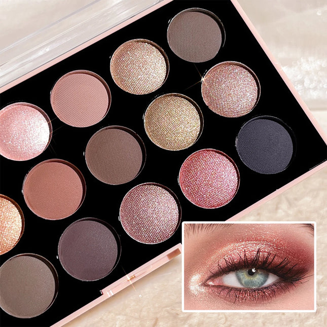 18-Color Eyeshadow Palette – Matte, Shimmer & Glitter, Long-Lasting
