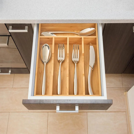 Bamboo Kitchen Drawer Organizer for Silverware and Utensils