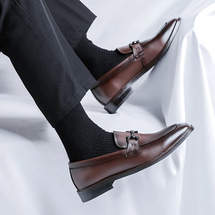 Men’s Leather Slip-On Loafers – Lightweight Comfortable Business & Casual Shoes