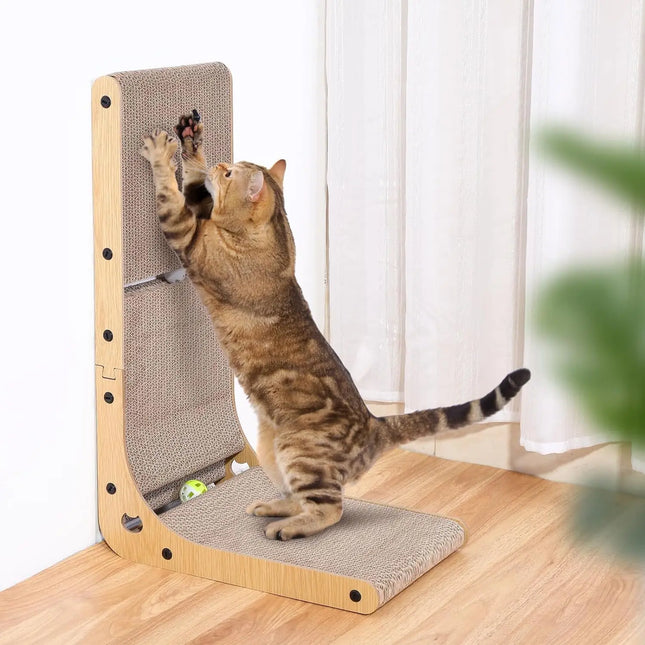 L-Shape Cat Scratcher – 23.6" Cardboard Pad for Indoor Cats, Protects Furniture & Saves Space